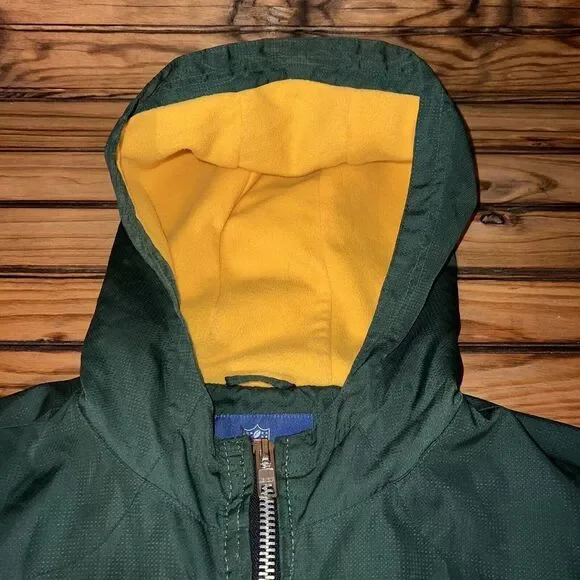 Vtg‎ 90s Green Bay Packers Reebok Windbreaker Jacket Large On Field Fleece Lined
